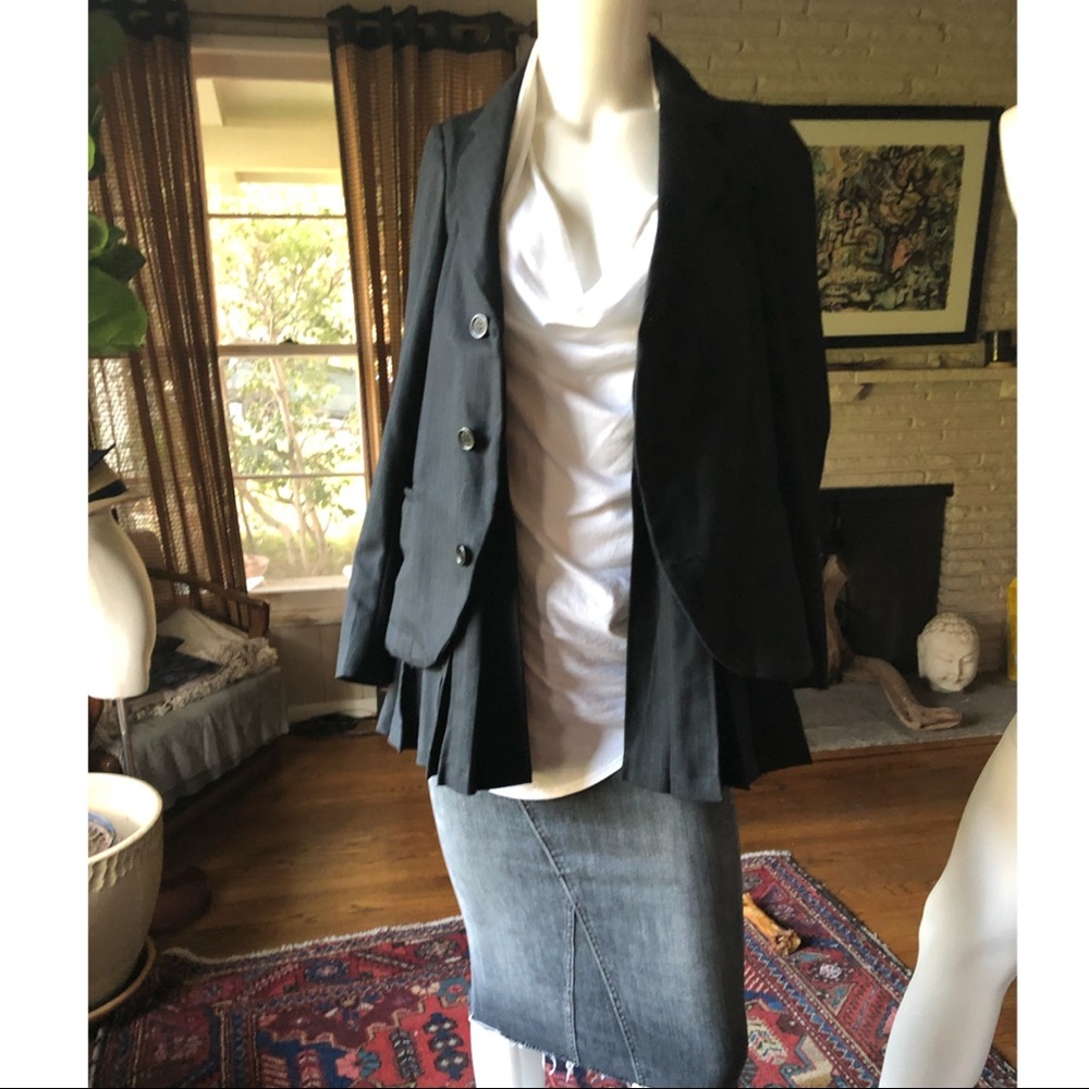 Comme des Garcons ICONIC pinstripe skirted pleat blazer